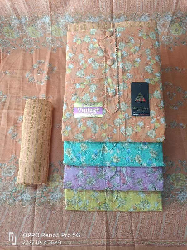 Sat 4 Matching Vintage  Indo Designer Dress Material